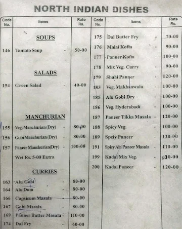 Anand Vihar menu 