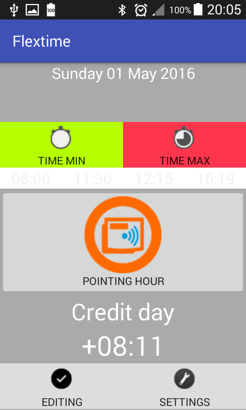Flextime Screen 1