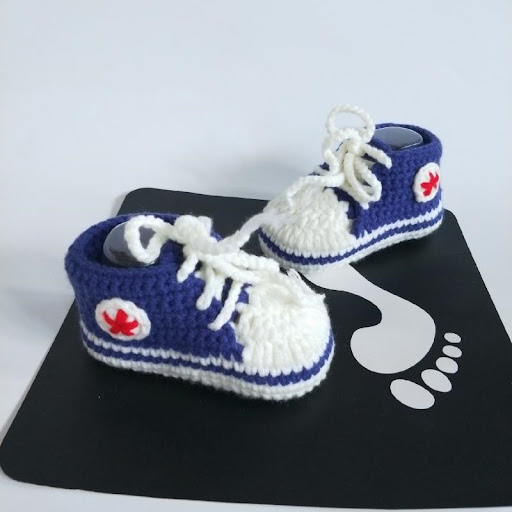 Title 8, Hand-knitted baby infant soft-soled bootees. Ke...