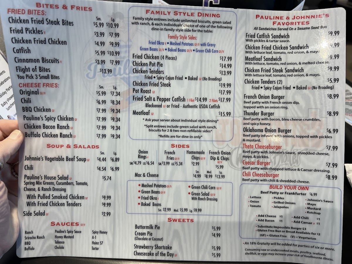 Pauline’s Southern Kitchen gluten-free menu