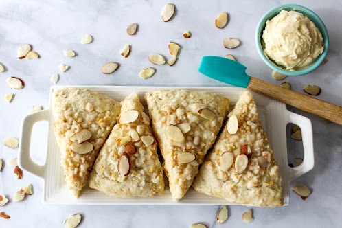 Almond Crumb Scones With Honey Butter