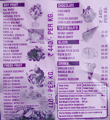 Suraj Handmade Ice Cream menu 