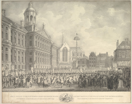 Popular Celebrations in Dam Square, Amsterdam, on 4 March 1795, marking the erection of the Liberty Tree and the success of the Batavian Revolution