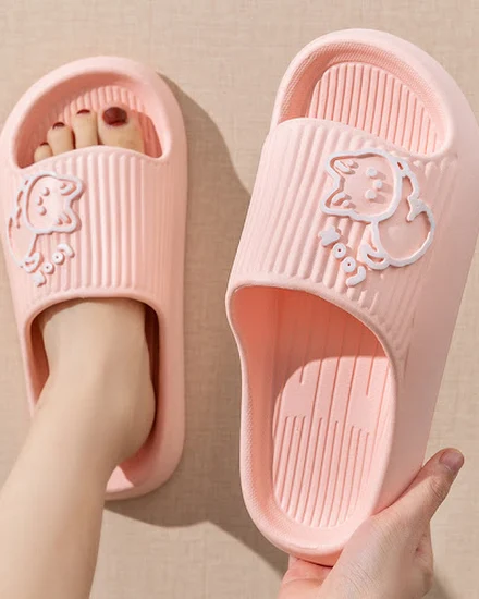 Summer Slippers Bathroom Platform Non-Slip Home Bear Cart... - 3