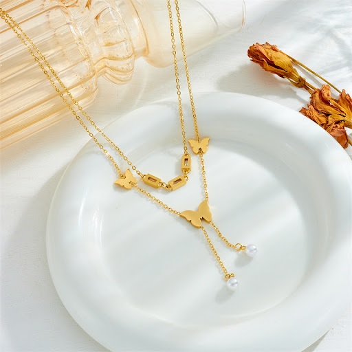 Title 5, Retro Womens Butterfly Tassel Double-layer Nec...