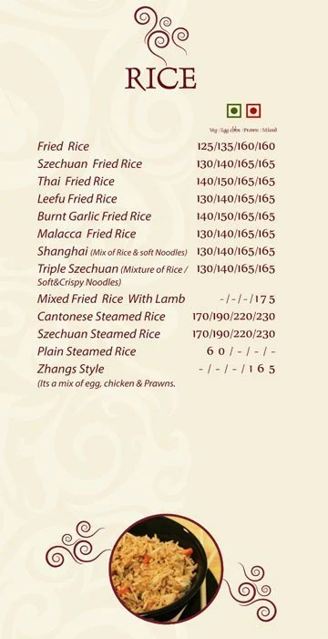 Zhangs Dynasty menu 