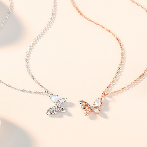Title 6, 925 Sterling Silver Butterfly Necklace Fritilla...