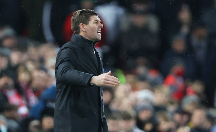 Steven Gerrard, manager of Aston Villa, reacts during the Premier League match between Liverpool and Aston Villa at Anfield in Liverpool, England, December 11 2021. Picture: CLIVE BRUNSKILL/GETTY IMAGES