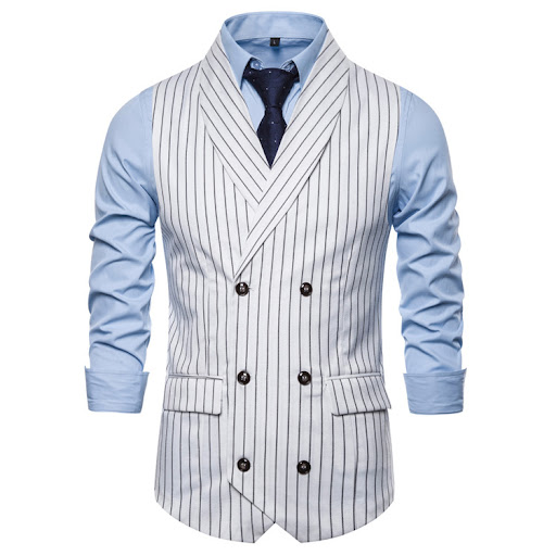 Title 9, Retro Striped Plus Size Sleeveless Suit Vest Do...