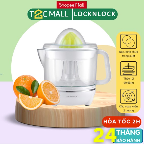 Máy Vắt Cam Tiện Lợi Nhỏ Gọn Ejj231 Locknlock 0.7L 40W - Hàng Chính Hãng, Xoay Ép 2 Chiều Cho Nhiều Nước Cam T2C Mall