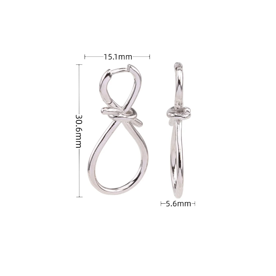Boucles d'oreilles longues à clip S925 argent sterling style Hong Kong, torsadées, 8 mots, design simple et tendance.