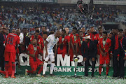 TS Galaxy are crowned champions during the Nedbank Cup final match between Kaizer Chiefs and TS Galaxy at Moses Mabhida Stadium on May 18, 2019 in Durban, South Africa. 