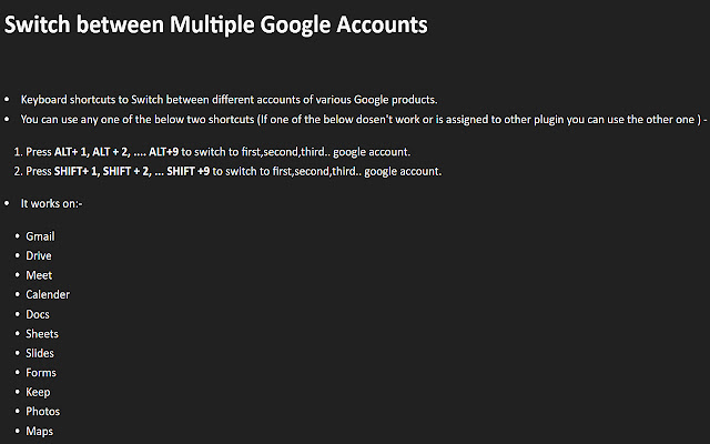 Switch between Multiple Google Accounts chrome extension