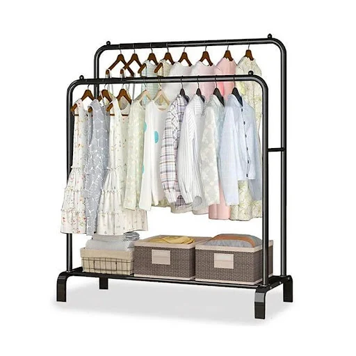 (FREE SHIP) Giá Treo Quần Áo 2 Khung 1 Kệ Đồ 120cm