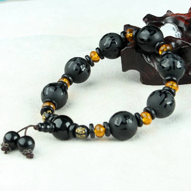 Title 22, Mens Agate Hand String Bracelet with Buddha He...