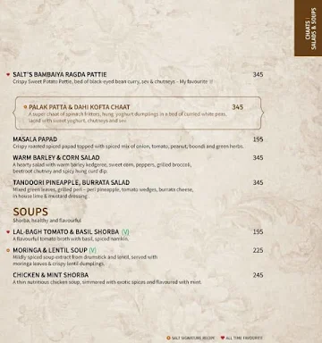 Salt - Indian Restaurant Bar & Grill menu 