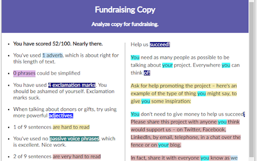 Hubbub Fundraising Copy Checker