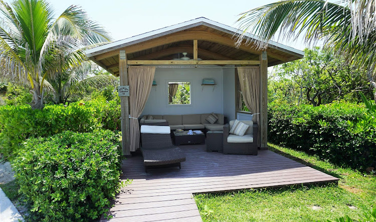 A cabana, available for an extra fee, at Great Stirrup Cay in the Bahamas, the private island run by Norwegian. 