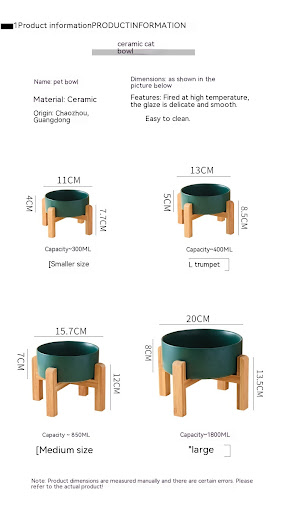 Title 5, Pet Anti Rollover Ceramic Bowl with Elevated Ba...