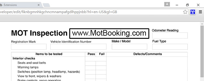 MOT Booking Summary Printout. MOTBooking.com marquee promo image