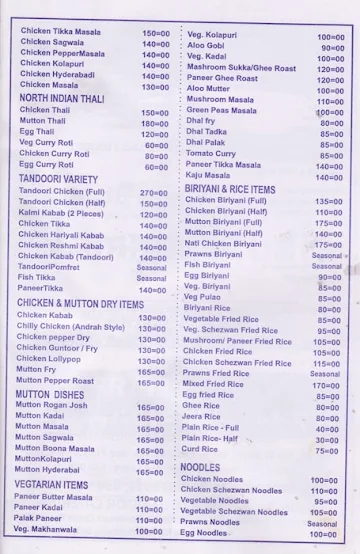 Namma Kudla menu 