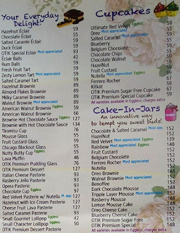 Otik Cake Shop menu 