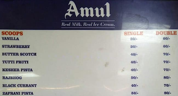 Amul Ice Cream menu 