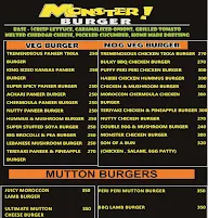 Monster Burger menu 1