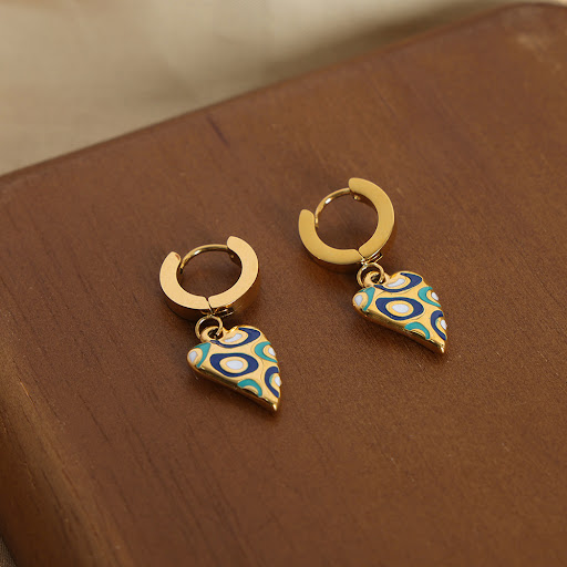 Title 1, Multi-color glazed design earrings featuring ch...