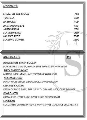 La Rockstar Cafe menu 