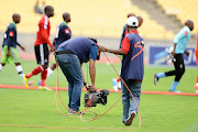 SuperSport Tv crew at work covering a live action in the Dstv Premiership.