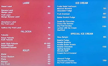 Lassi Shop menu 