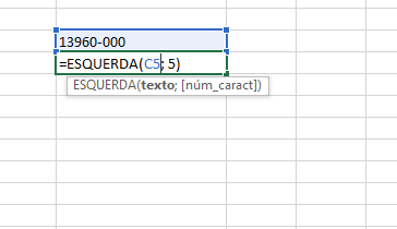 Fórmulas Excel =ESQUERDA