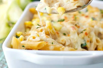 Chicken Penne Casserole with Corn and Zucchini