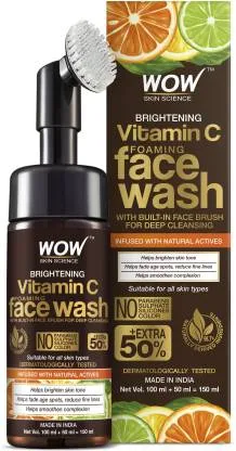 WOW! Wow Skin Science Brightening Vitamin C Foaming With Built-In Face Brush For Deep Cleansing - 150 ml