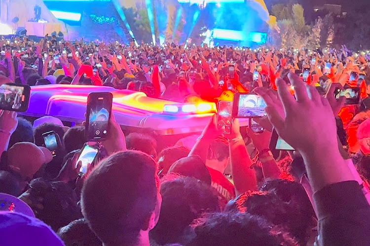 An ambulance is seen in the crowd during the Astroworld music festiwal in Houston, Texas, US, November 5, 2021 in this still image obtained from a social media video on November 6 2021.