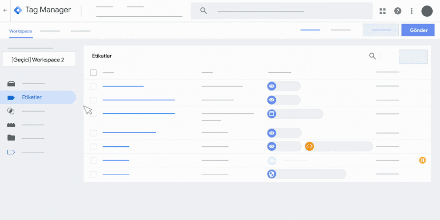 Kapsayıcıyı Google Etiket Yöneticisi'nde nasıl yayınlayacağınızı gösteren animasyon