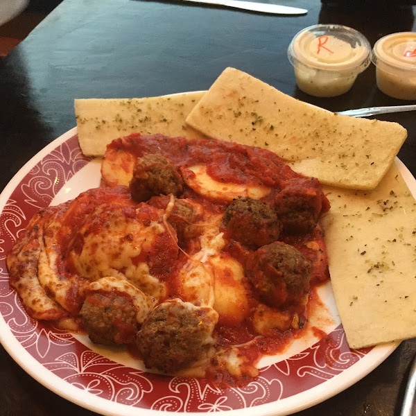 Gluten Free Ravioli with meatballs