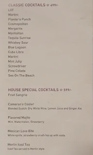 Merlin's Bar, The Orchid Hotel menu 4