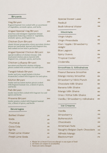 Angad Restaurant menu 