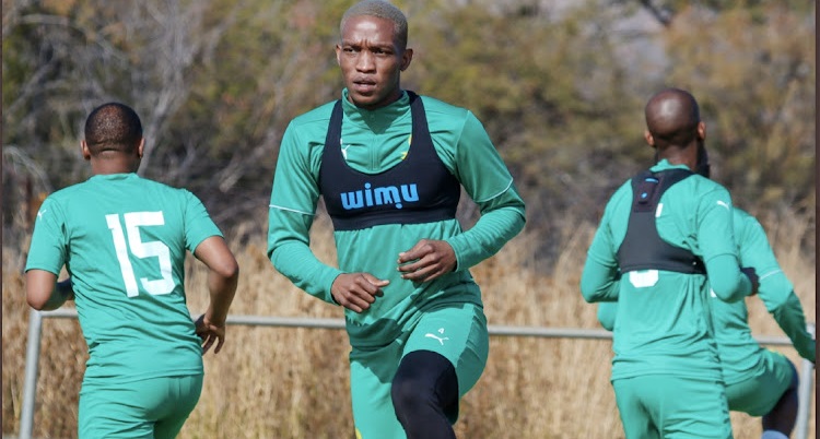 Gomolemo Kekana goes through the exercises at Royal Marang in Phokeng, where Sundowns are holding their camp