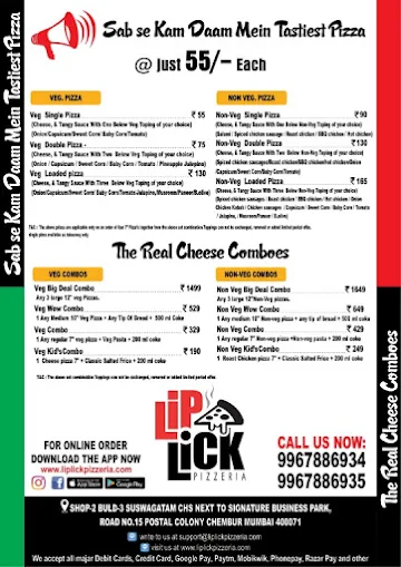 Lip Lick Pizzeria menu 