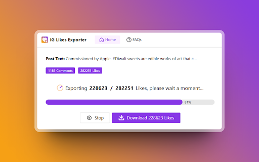 IG Likes Exporter Extension - Export IG Likes
