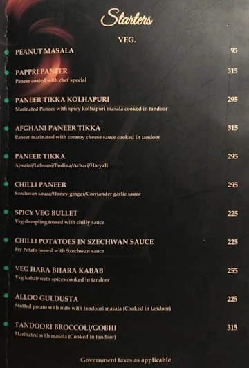 Zouk menu 