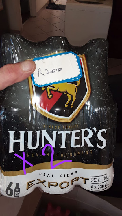 A six-pack of Hunter's Export was being sold for three times its normal retail price.