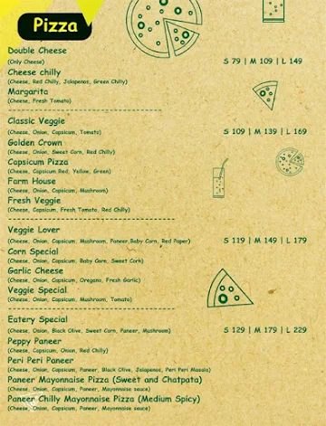 The Eatery Cheese menu 