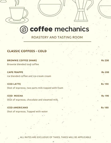 Coffee Mechanics menu 