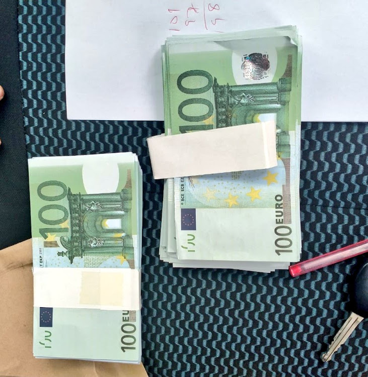 Fake Euros that the DCI recovered from the two foreigners arrested on Monday in Nyali, Mombasa.