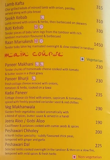 Marrakesh menu 