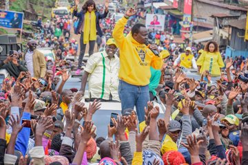 Jane Maina , Rigathi Gachagua and Mary Maingi adressing suporters during the Rally.